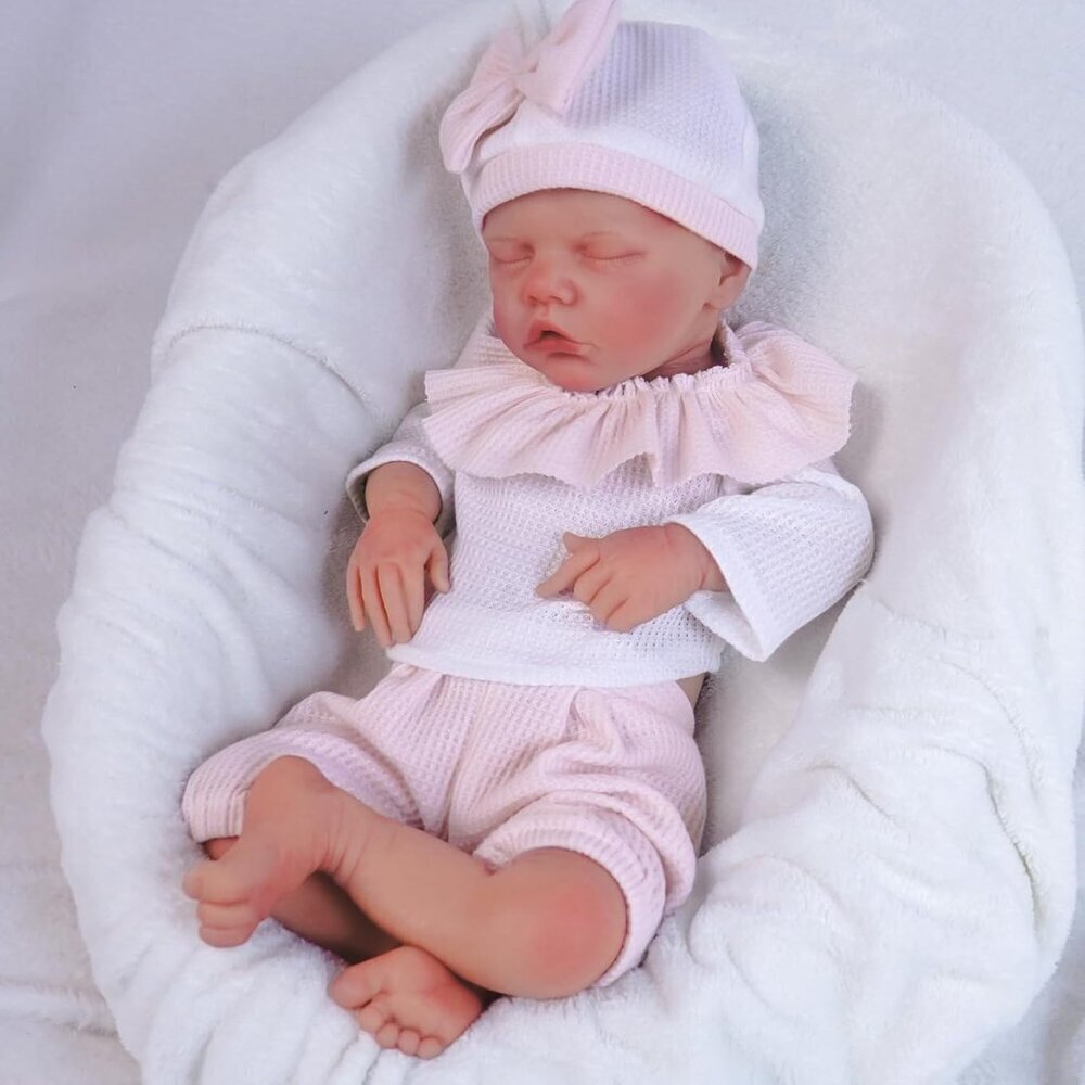 18.1in Full Silicone nude Reborn Baby Dolls BOY Lifelike Sleeping Reborn Doll